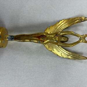 Vintage Gold-Tone Winged Goddess Nike Victory Trophy Topper with Wreath